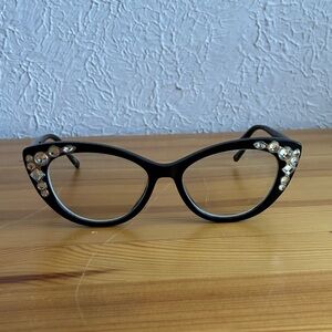 Zenni fashion eyeglasses cat eye jeweled black frames only